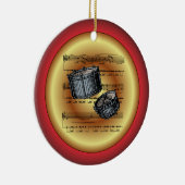 Snare Drums~Sheet Music~Red/Green/Gold~Christmas~ Keramisch Ornament (Rechts)