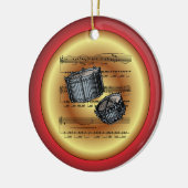 Snare Drums~Sheet Music~Red/Green/Gold~Christmas~ Keramisch Ornament (Links)