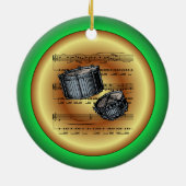 Snare Drums~Sheet Music~Red/Green/Gold~Christmas~ Keramisch Ornament (Achterkant)