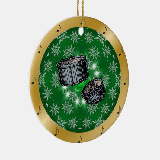 Snare drums ~ Silver ~ Green ~ Gold ~ Kerstmis Keramisch Ornament (Rechts)