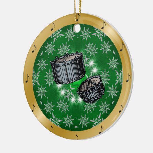 Snare drums ~ Silver ~ Green ~ Gold ~ Kerstmis Keramisch Ornament (Links)
