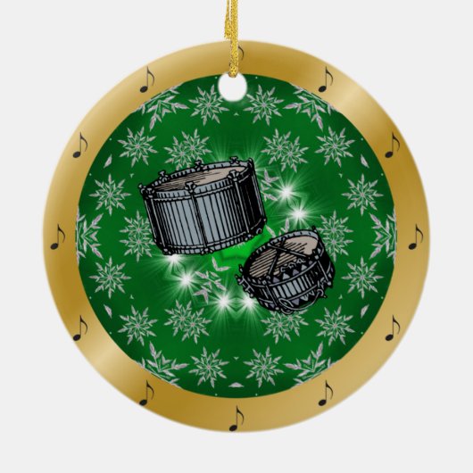 Snare drums ~ Silver ~ Green ~ Gold ~ Kerstmis Keramisch Ornament (Achterkant)