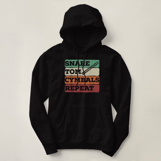 Snare Tom Cymbals Herhaal Drummer Drum Instrument  Hoodie (Design voorkant)