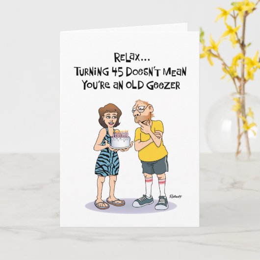 Snarky 45th Birthday Kaart (Gele Bloem)