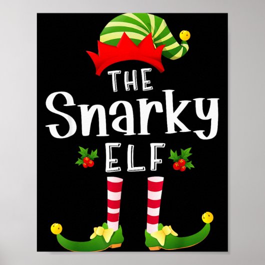 Snarky Christmas Elf Matching Pajama X-mas Party Poster (Voorkant)