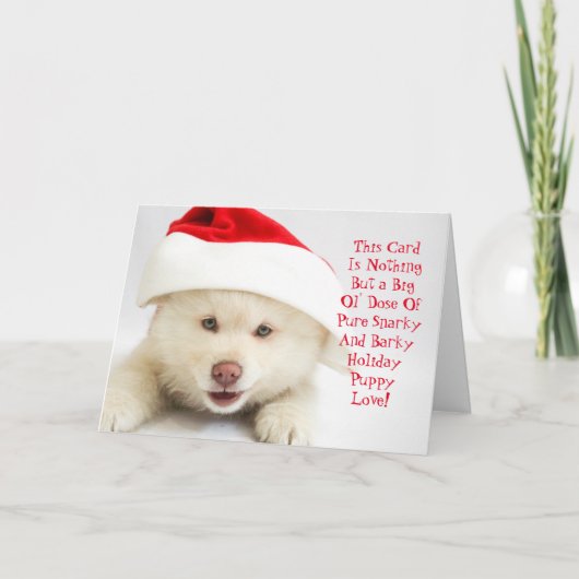 Snarky en Barky Fuzzy Puppy Kerst Kaart (Voorkant)