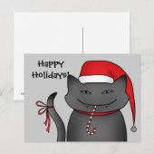 Snarky funny Christmas cat gray Feestdagenkaart (Voorkant / Achterkant)