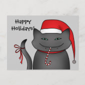 Snarky funny Christmas cat gray Feestdagenkaart (Voorkant)