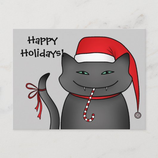 Snarky funny Christmas cat gray Feestdagenkaart (Voorkant)