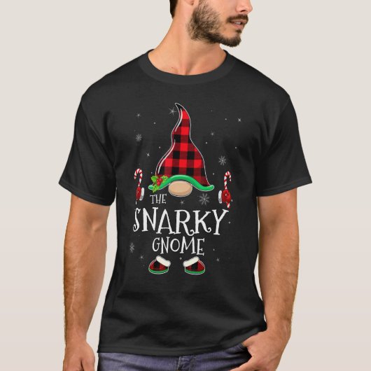 Snarky Gnome Buffalo Plaid Matching Family Christm T-shirt (Voorkant)