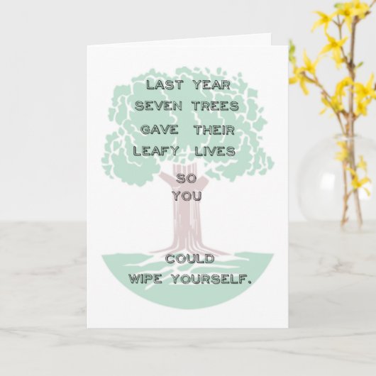 Snarky Green Tree Verjaardag Kaart (Gele Bloem)