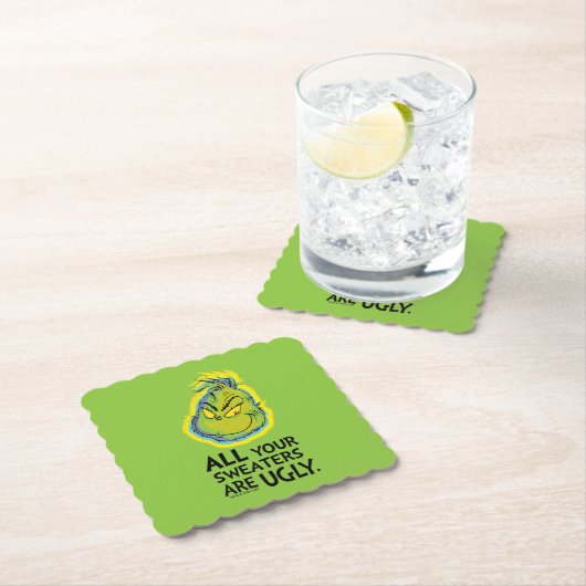 Snarky Grinch | Al je zweefvliegtuigen zijn lelijk Kartonnen Onderzetters (Insitu)