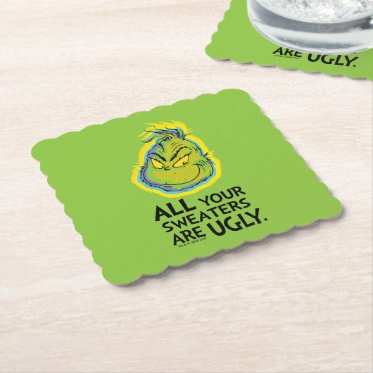 Snarky Grinch | Al je zweefvliegtuigen zijn lelijk Kartonnen Onderzetters (Gebogen)