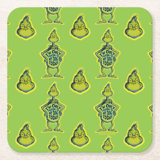 Snarky Grinch Funny I'm Only Talking to My Dog Kartonnen Onderzetters (Voorkant)