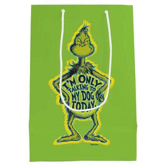 Snarky Grinch Funny I'm Only Talking to My Dog T Medium Cadeauzakje (Achterkant)
