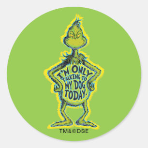 Snarky Grinch Grappig dat ik alleen met mijn hon Ronde Sticker
