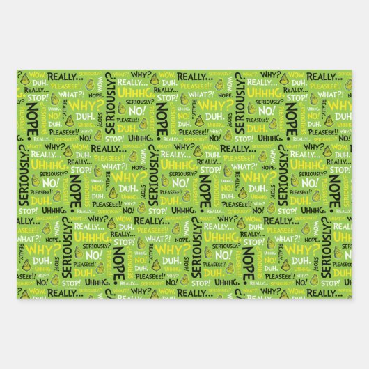 Snarky Grinch | Grinch Snarky Phrase Pattern Inpakpapier Vel (Voorkant)