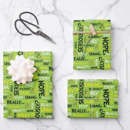 Snarky Grinch | Grinch Snarky Phrase Pattern Inpakpapier Vel (Voorkant)