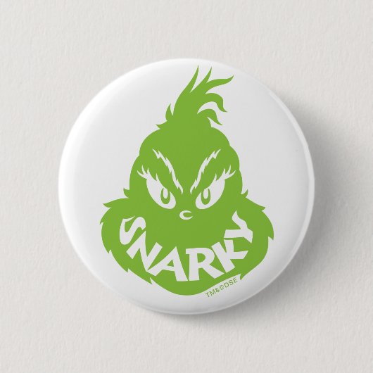 Snarky Grinch | Het Grinch gezicht Ronde Button 5,7 Cm (Voorkant)