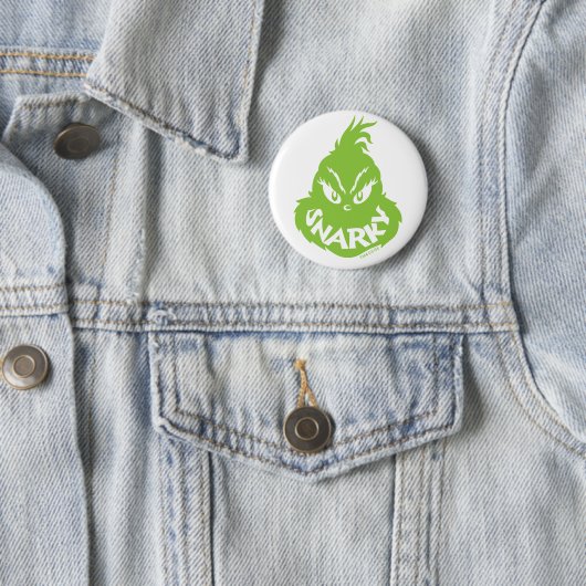Snarky Grinch | Het Grinch gezicht Ronde Button 5,7 Cm (In situ)