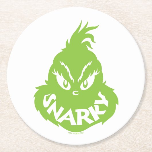 Snarky Grinch | The Grinch Face Ronde Kartonnen Onderzetter (Voorkant)