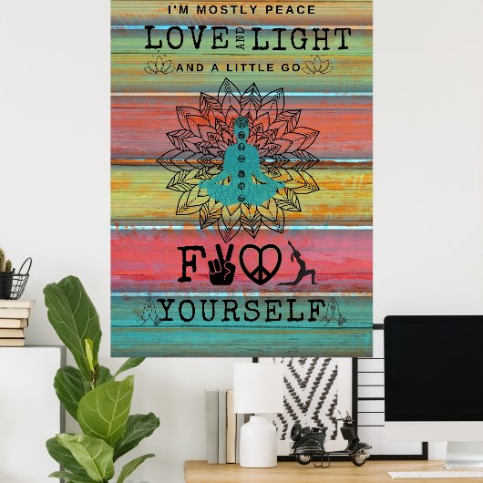 Snarky Liefde en Lichte Yoga Poster (Thuiskantoor)