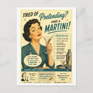 Snarky martini-advertentie in vintage stijl briefkaart