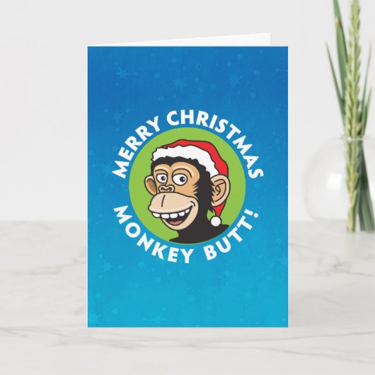 Snarky Monkey Kerstmis Feestdagen Kaart (Voorkant)