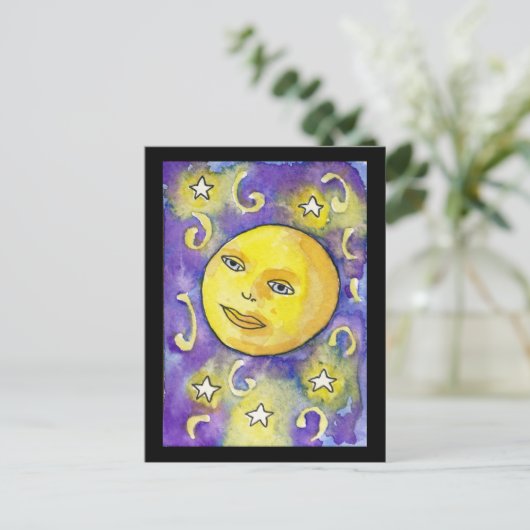Snarky Moon and Stars Briefkaart (Staand voorkant)