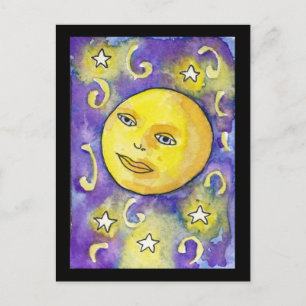 Snarky Moon and Stars Briefkaart