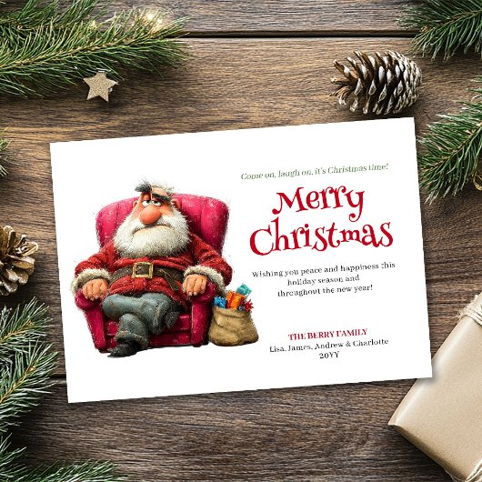 Snarky Santa digital editable Christmas greeting  Feestdagenkaart