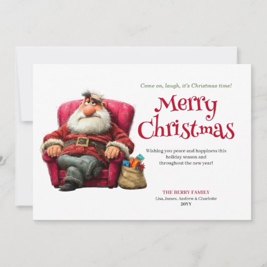 Snarky Santa digital editable Christmas greeting  Feestdagenkaart (Voorkant)