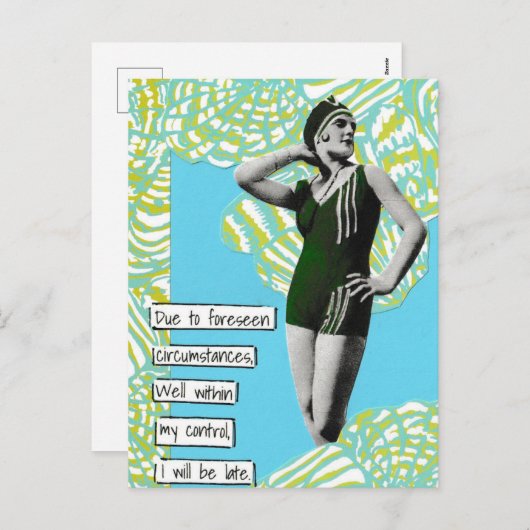 Snarky Vakantiebriefkaart Ik Kom Te Laat Feestdagenkaart (Voorkant / Achterkant)