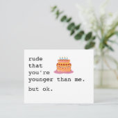 Snarky verjaardagskaart / onbeleefd dat je jonger feestdagenkaart (Staand voorkant)