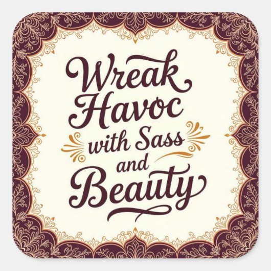 Snarky Wreak Havoc with Sass and Beauty Sticker (Voorkant)