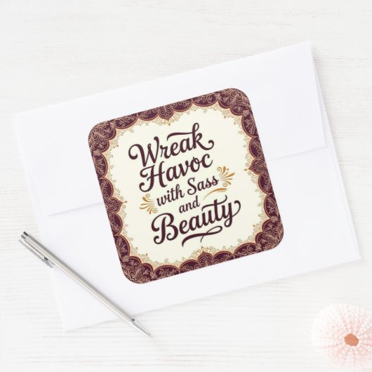 Snarky Wreak Havoc with Sass and Beauty Sticker (Envelop)