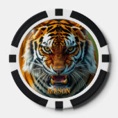 Snarling Angry Tiger Personaliseer Naam Poker Chips (Voorkant)