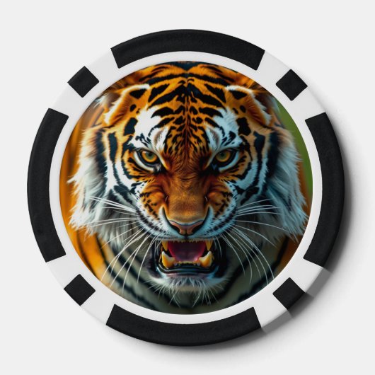 Snarling Angry Tiger Personaliseer Naam Poker Chips (Achterkant)