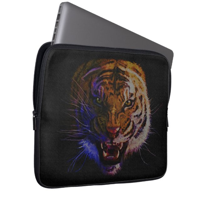 Snarling Bengaalse tijger Big Cat Wildlife Art Laptop Sleeve (Voorkant Rechts)