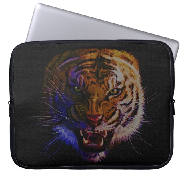Snarling Bengaalse tijger Big Cat Wildlife Art Laptop Sleeve (Voorkant)