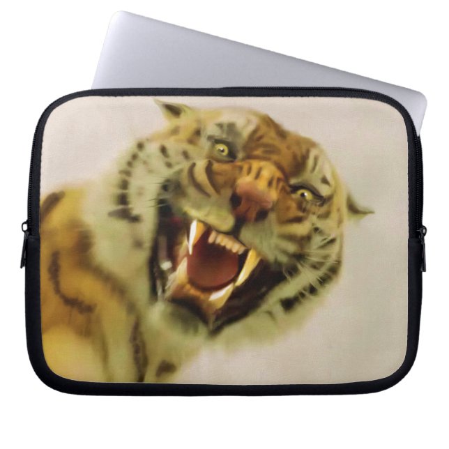 Snarling Bengaalse tijger Big Cat Wildlife Art Laptop Sleeve (Voorkant)