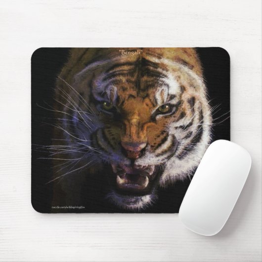 Snarling Bengal Tiger Fine Art Wildlife Mousepad Muismat (Met muis)