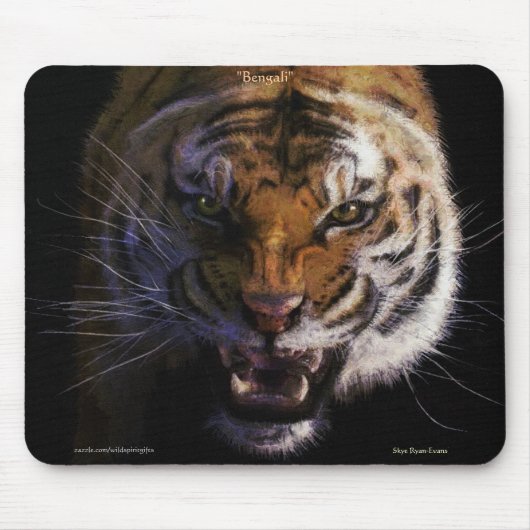 Snarling Bengal Tiger Fine Art Wildlife Mousepad Muismat (Voorkant)