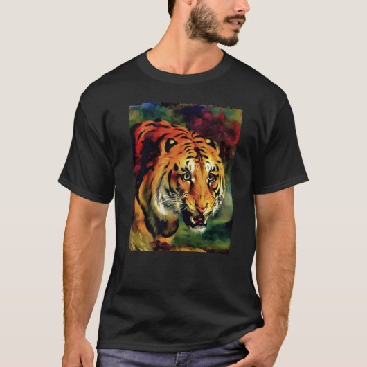 Snarling Bengal Tiger Head Portrait T-shirt (Voorkant)