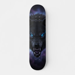 Snarling black wolf head Skateboard