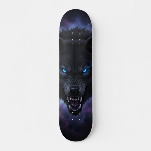 Snarling black wolf head Skateboard (Voorkant)