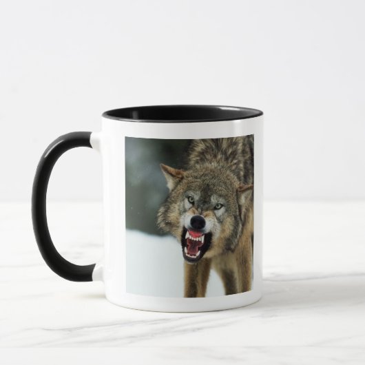 Snarling grijze wolf mok (Links)