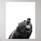 Snarling Grizzly Beer Black White modern Poster (Voorkant)