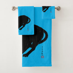 Snarling sissen zwart japans kat bad handdoek