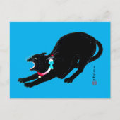 Snarling sissen zwart japans kat briefkaart (Voorkant)